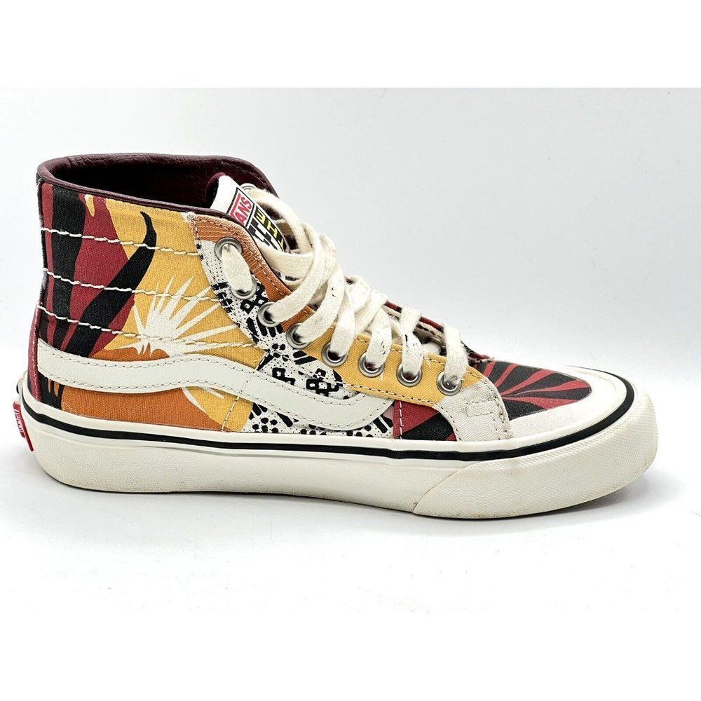 Vans Off The Wall Sk8 Hi Unisex Red Yellow Striped Shoes Sneakers Size 6 500714 - Picture 4 of 13